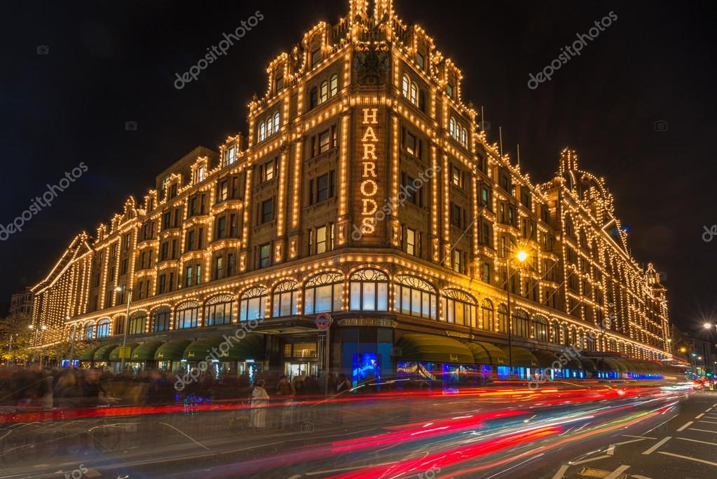 View of Harrods with christmas decorations, London UK – Stock ...