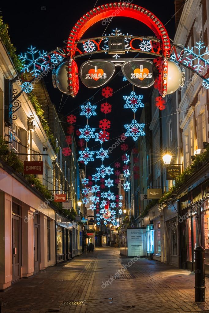 Christmas decorations on Carnaby Street, London UK – Stock ...