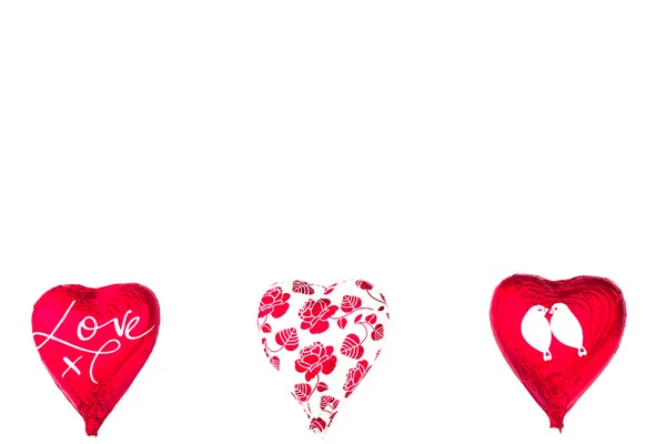 Red hearts on white background — Stock Photo, Image