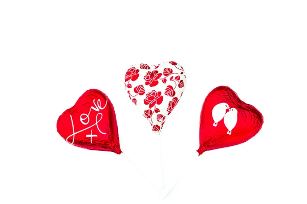 Red hearts on white background — Stock Photo, Image