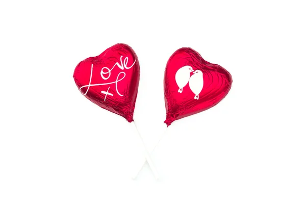 Red hearts on white background — Stock Photo, Image