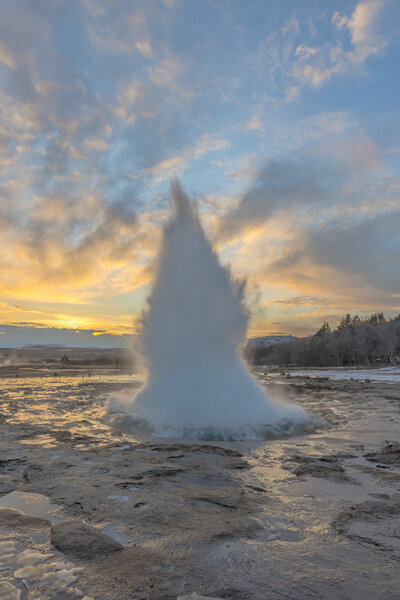 Eruption of Strokkur Geyser in Iceland