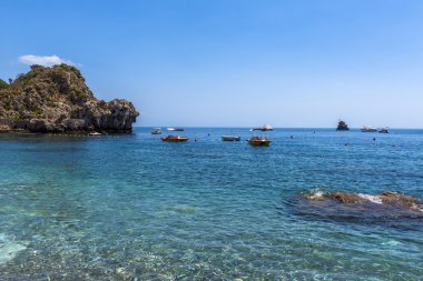 Taormina, Sicilya kıyı deniz manzarası