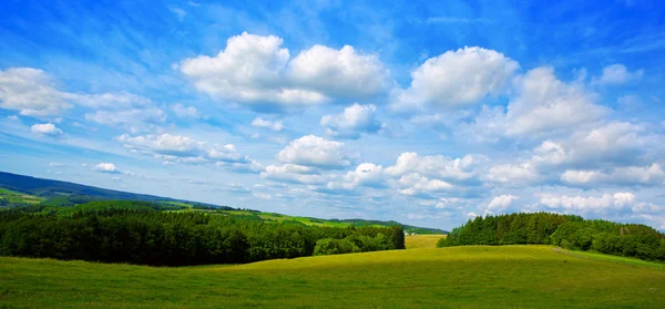 Paisaje de verano con campo y nubes. — Foto de Stock