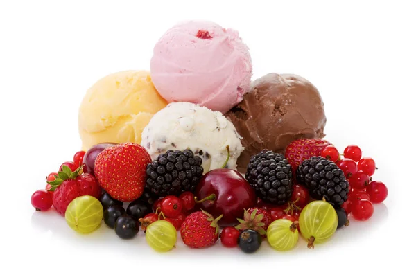 Helado mixto con frutas aisladas . Imagen De Stock