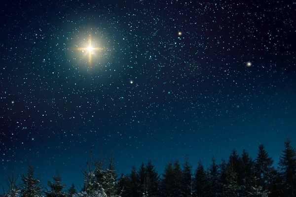 Stella di Natale su cielo astratto di notte. Sfondo astratto. — Foto Stock