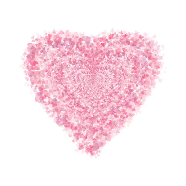 心是由白色背景的粉色花瓣做成的. — 图库照片