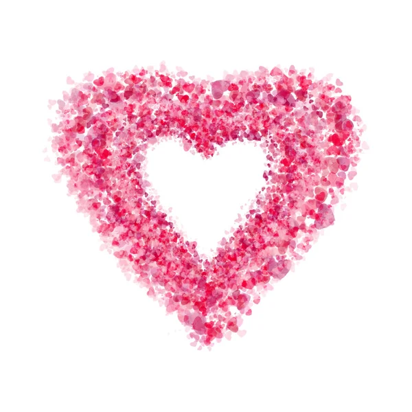 Серце з рожевих пелюсток на білому тлі . — стокове фото