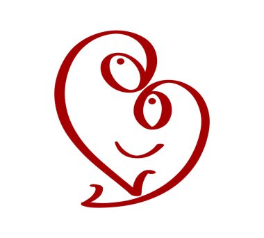 Gülen sevgililer günü kalbi beyaz arka planda izole.