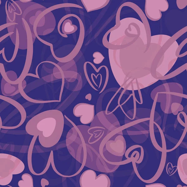 Walentynki płynny wzór z sercami na niebieskim tle — Zdjęcie stockowe