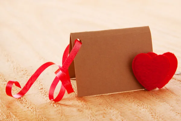 Valentine's Day card and two hearts. — Stock Photo, Image