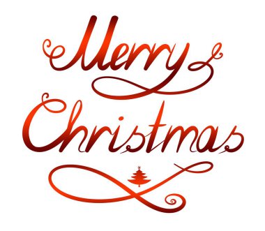 Mutlu noel el el yazısı beyaz arka planda izole edilmiş..