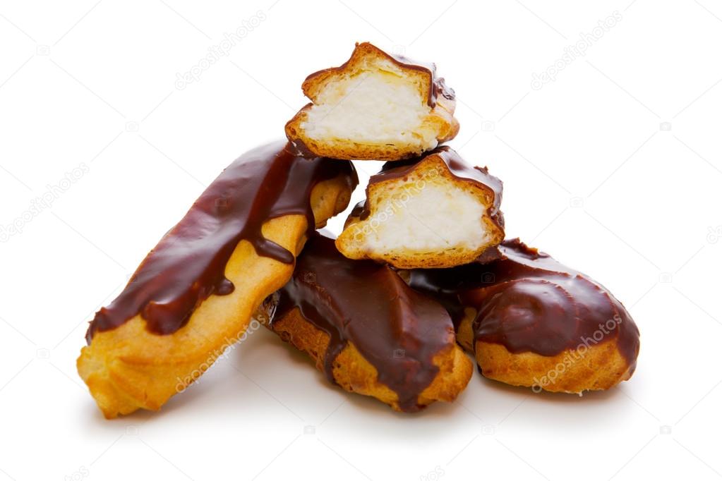 Eclairs with chocolate .