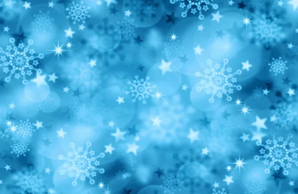 Sfondo blu di Natale e fiocchi di neve . — Foto Stock