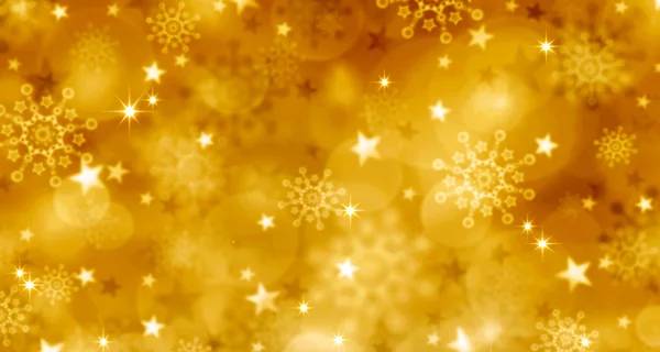 Goldener Weihnachtshintergrund und Schneeflocken. — Stockfoto