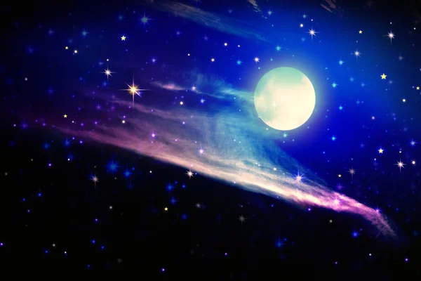 Full moon and star sky. — Stock Photo, Image