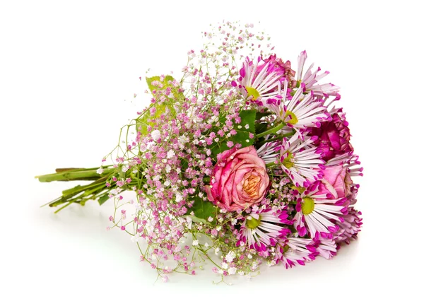 Bukiet z różowe kwiaty na białym tle. — Zdjęcie stockowe