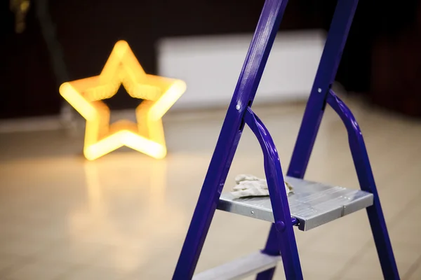 Stepladder closeup, decorating banquet hall of event. — Stock Photo, Image