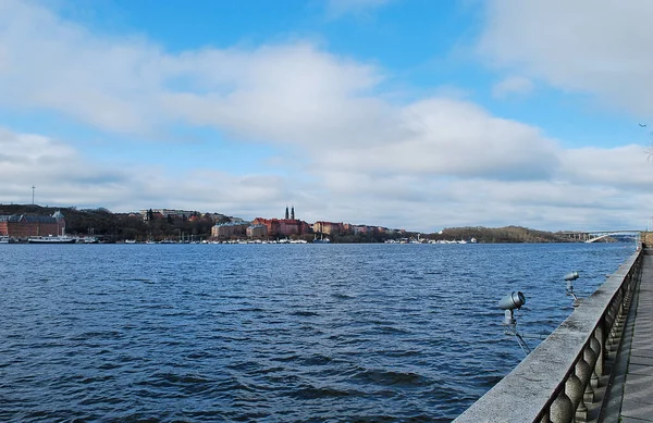 Stockholm Suecia Abril 2016 Vista Bahía Desde Ayuntamiento Estocolmo Hasta — Foto de Stock
