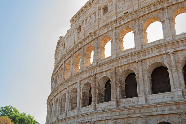 Rome, Italy - August 14, 2019. Colosseum, Flavian amphitheater, summer day.
