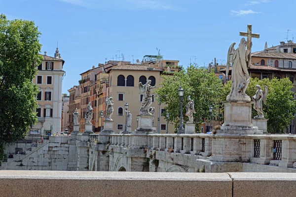 Rome Italy August 2019 View Pont Saint Angel Eliev Bridge — Stock Photo, Image