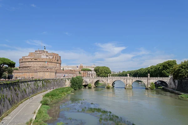 Řím Itálie Srpna2019 Pohled Most Sant Angelo Elijevův Most Přes — Stock fotografie