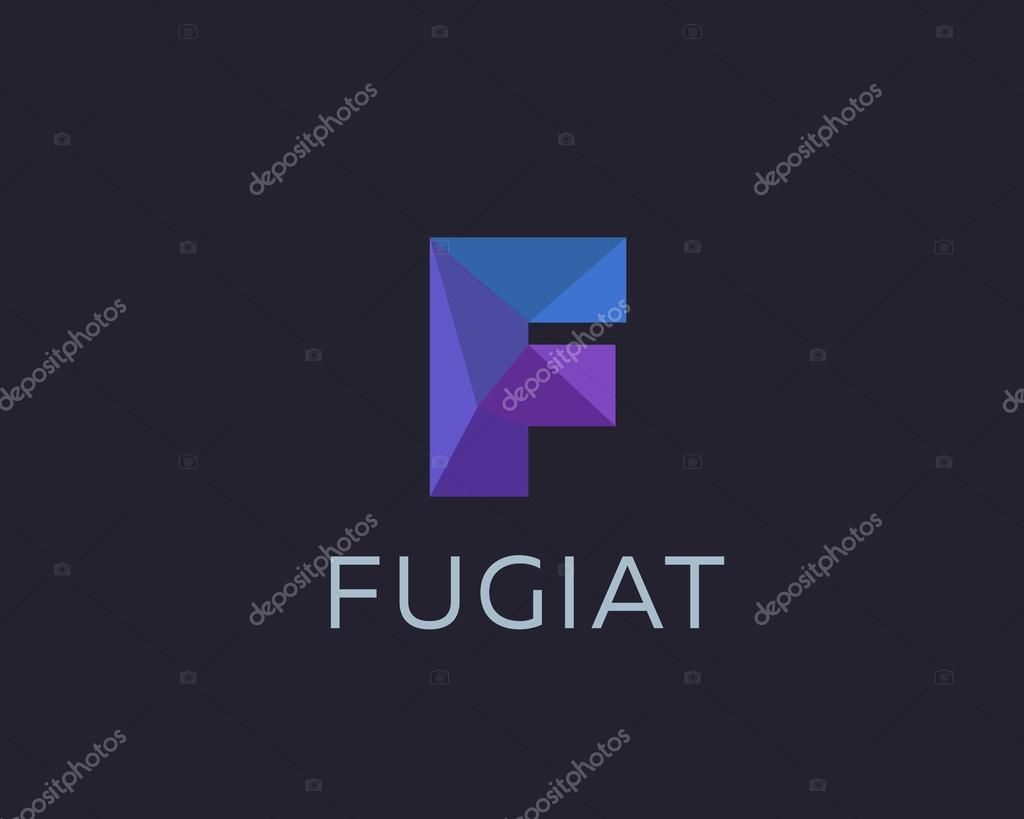 Abstract trend polygon letter F logo design template. Art tech media app creative sign. Colorful symbol icon. Bright alphabet font