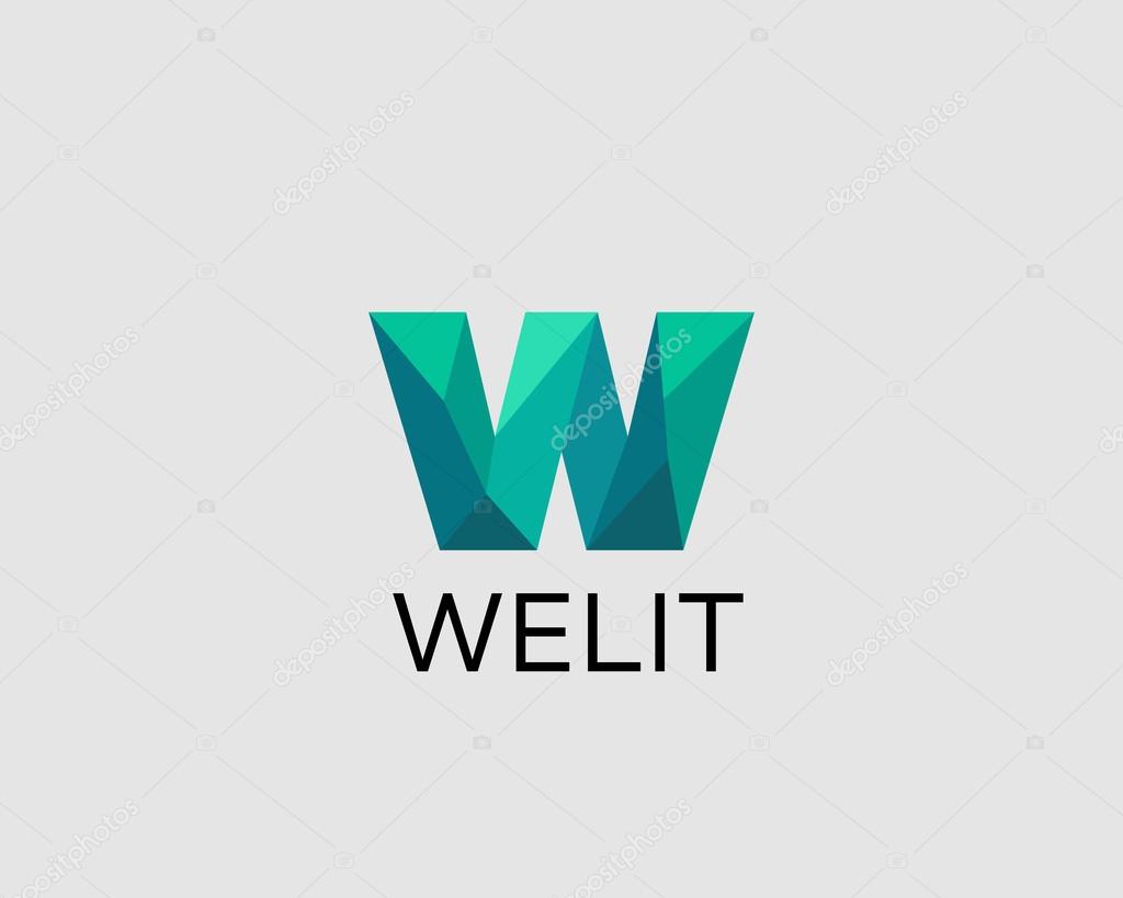Abstract trend polygon letter W logo design template. Art tech media app creative sign. Colorful symbol icon. Bright alphabet font