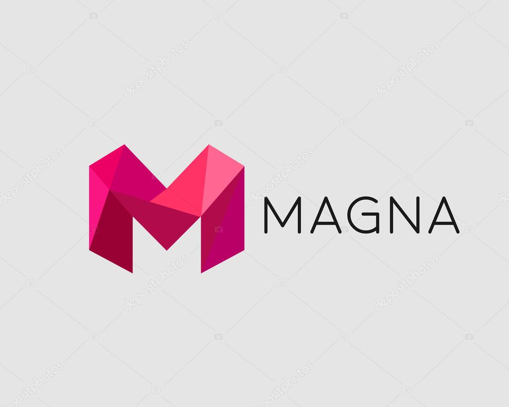 Abstract trend polygon letter M logo design template. Art tech media app creative sign. Colorful symbol icon. Bright alphabet font