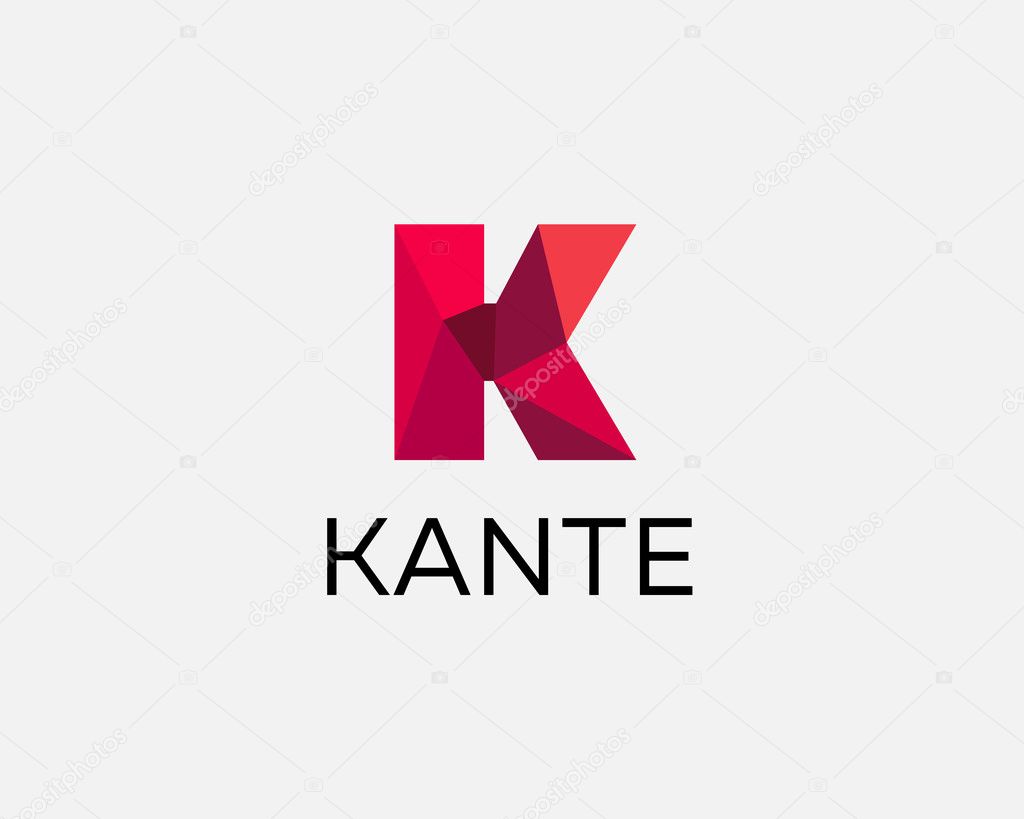 Abstract trend polygon letter K logo design template. Art tech media app creative sign. Colorful symbol icon. Bright alphabet font