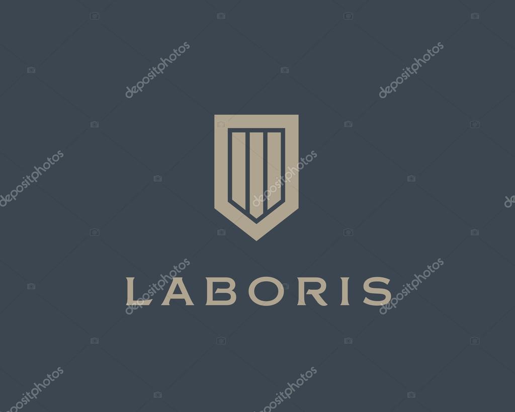 Abstract shield logo design template. Premium business sign. Universal protection vector icon. Security logotype.