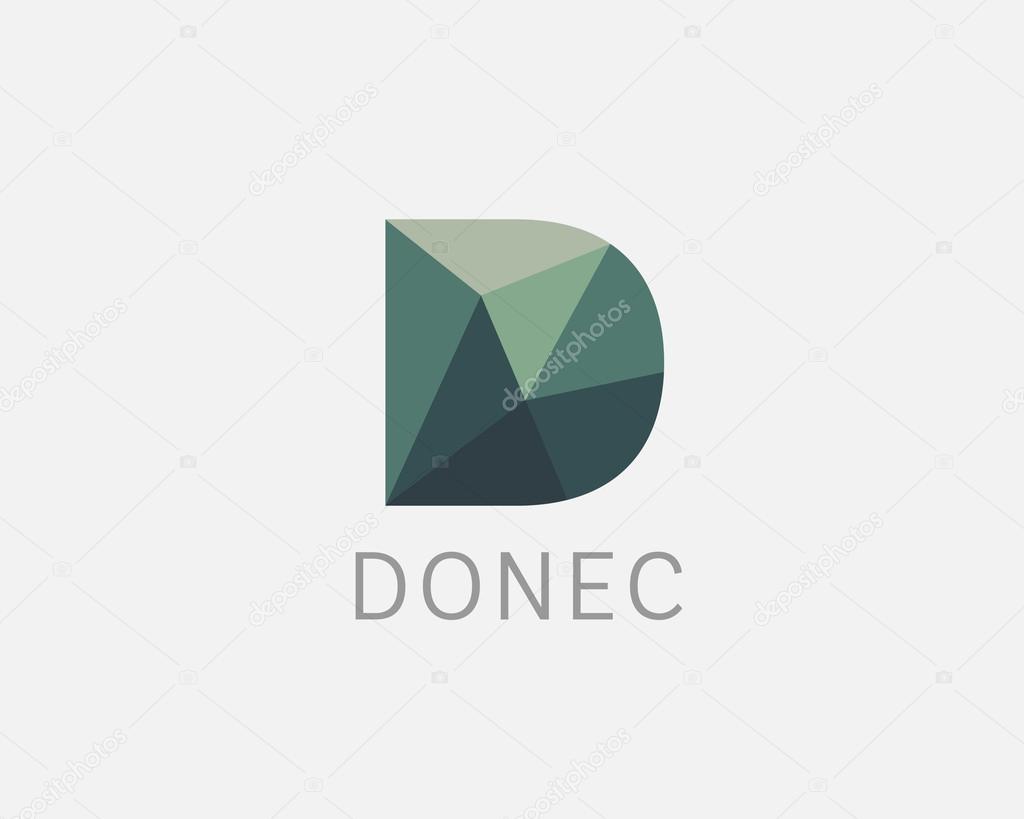 Abstract trend polygon letter D logo design template. Art tech media app creative sign. Colorful symbol icon. Bright alphabet font