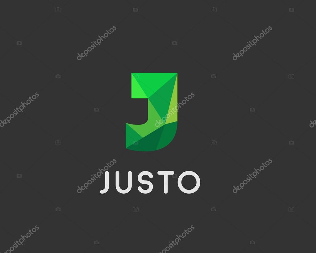Abstract trend polygon letter J logo design template. Art tech media app creative sign. Colorful symbol icon. Bright alphabet font