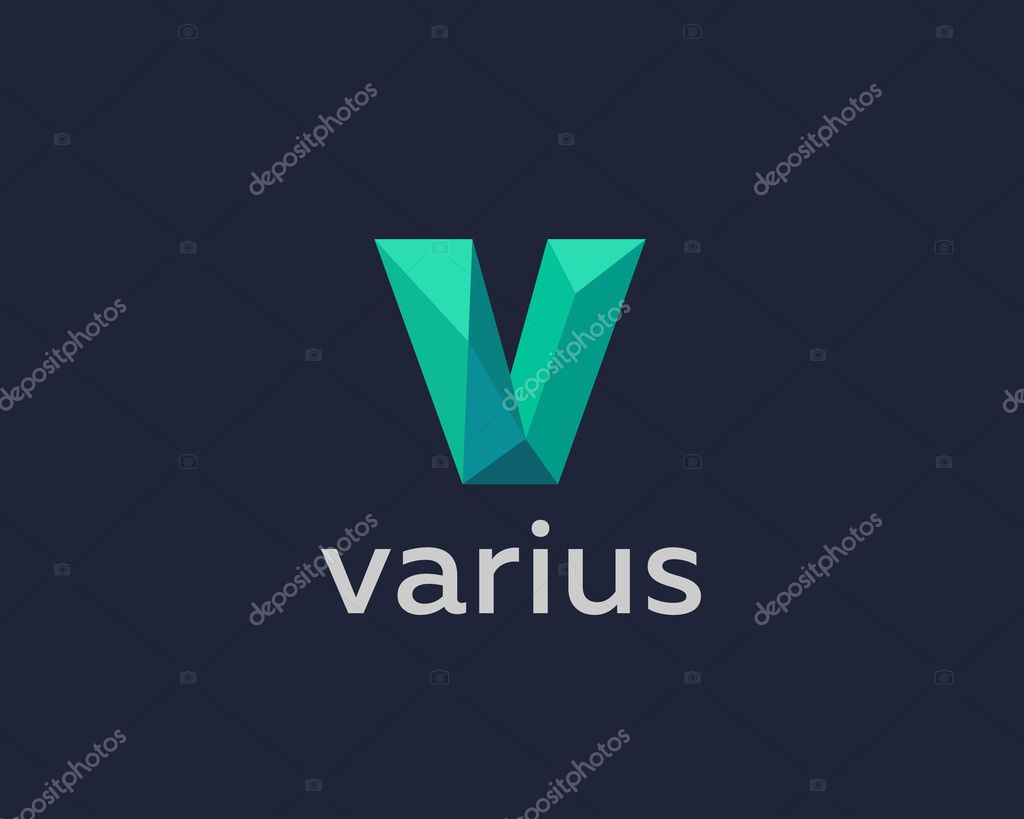 Abstract trend polygon letter V logo design template. Art tech media app creative sign. Colorful symbol icon. Bright alphabet font