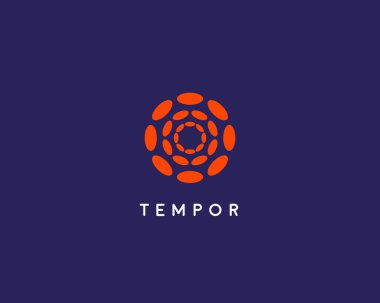 Abstract hubs flower logo design template. Geometric dot circle science medical media sign. Universal energy tech planet star atom vector icon