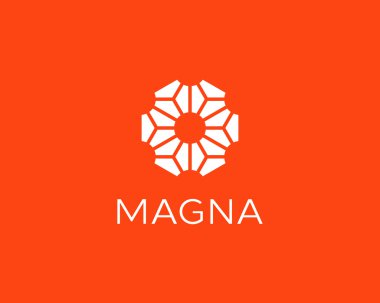 Abstract sun flower logo. Social media network biotechnology molecule atom vector logotype. Team work logistic structure icon