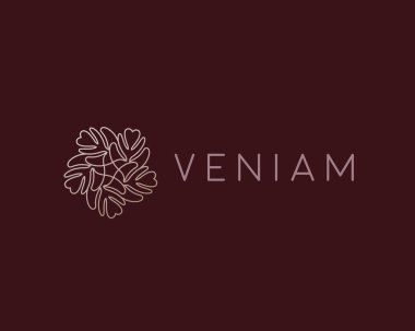 Line leaf tree flower logo design. Universal luxury boutique vector sign.