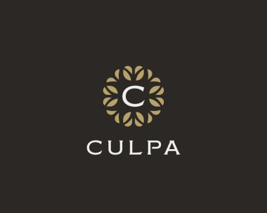 Premium monogram letter C initials logo. Universal symbol icon vector design. Luxury abc leaf logotype.