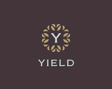 Premium monogram letter Y initials logo. Universal symbol icon vector design. Luxury abc leaf logotype.