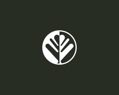 Negative space leaf shape. Circle tree logo design. Ecology universal icon. Nature product vector logotype.