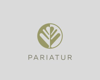 Negative space leaf shape. Circle tree logo design. Ecology universal icon. Nature product vector logotype.