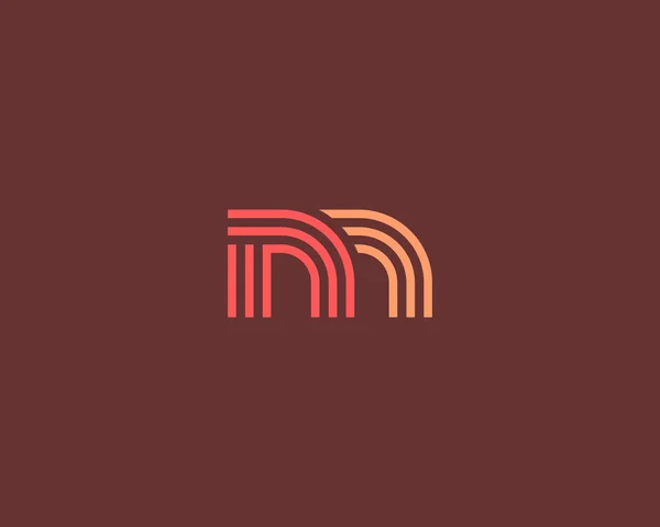 Line letter m logotype. Abstract moving airy logo icon design, ready symbol creative finger print vector sign. — Vector de stock