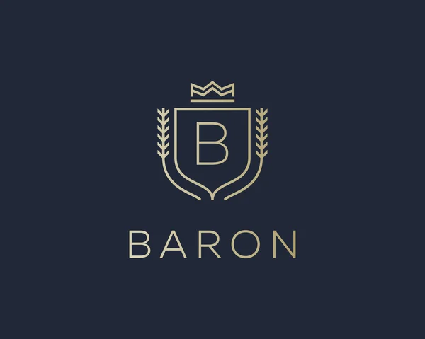 Premium monogram letter B initials ornate signature logotype. Elegant crest logo icon vector design. Luxury shield crown sign. — Διανυσματικό Αρχείο