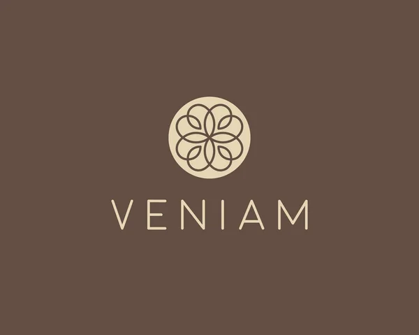 Premium pattern lined flower symbol. Abstract floral vector logo. — Vector de stock