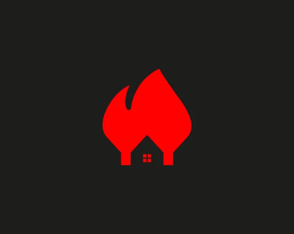 House fire logo design. Flame home insurance vector symbol. — Wektor stockowy