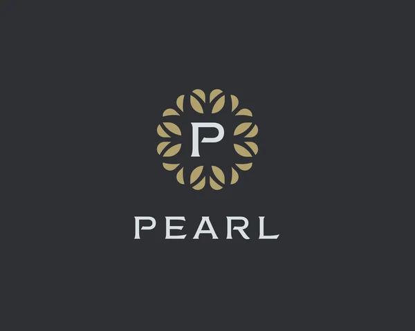 Premium monogram letter P initials logo. Universal symbol icon vector design. Luxury abc leaf logotype. — Vetor de Stock