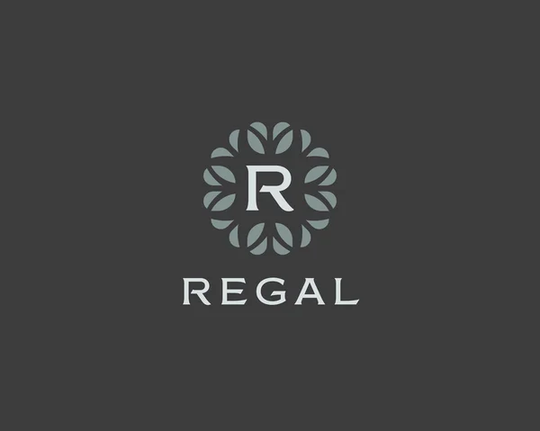 Premium monogram letter R initials logo. Universal symbol icon vector design. Luxury abc leaf logotype. — Vetor de Stock