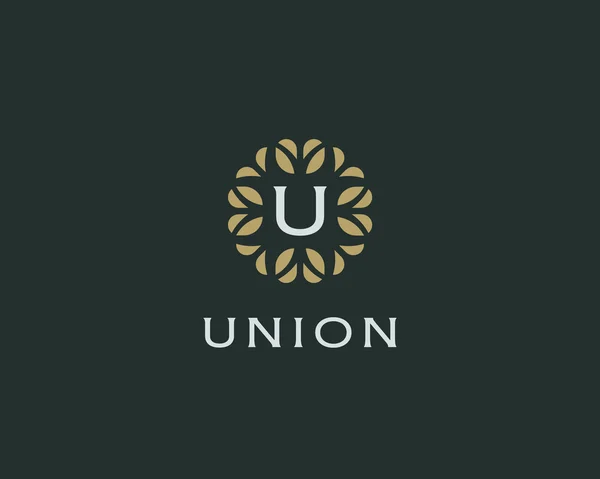 Premium monogram letter U initials logo. Universal symbol icon vector design. Luxury abc leaf logotype. — Image vectorielle