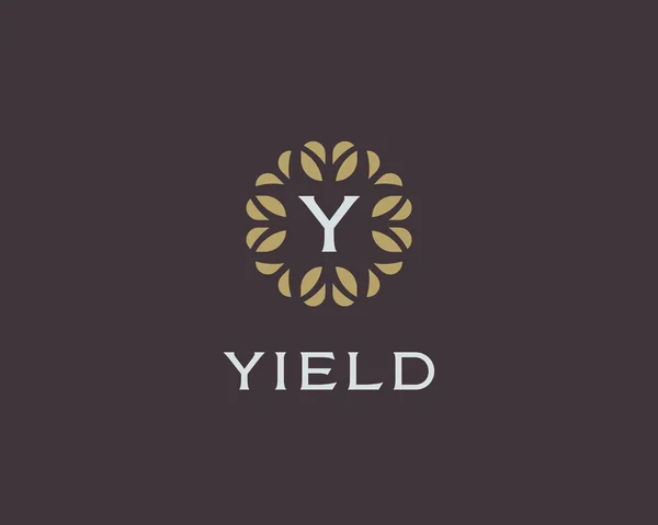 Premium monogram letter Y initials logo. Universal symbol icon vector design. Luxury abc leaf logotype. — Vetor de Stock