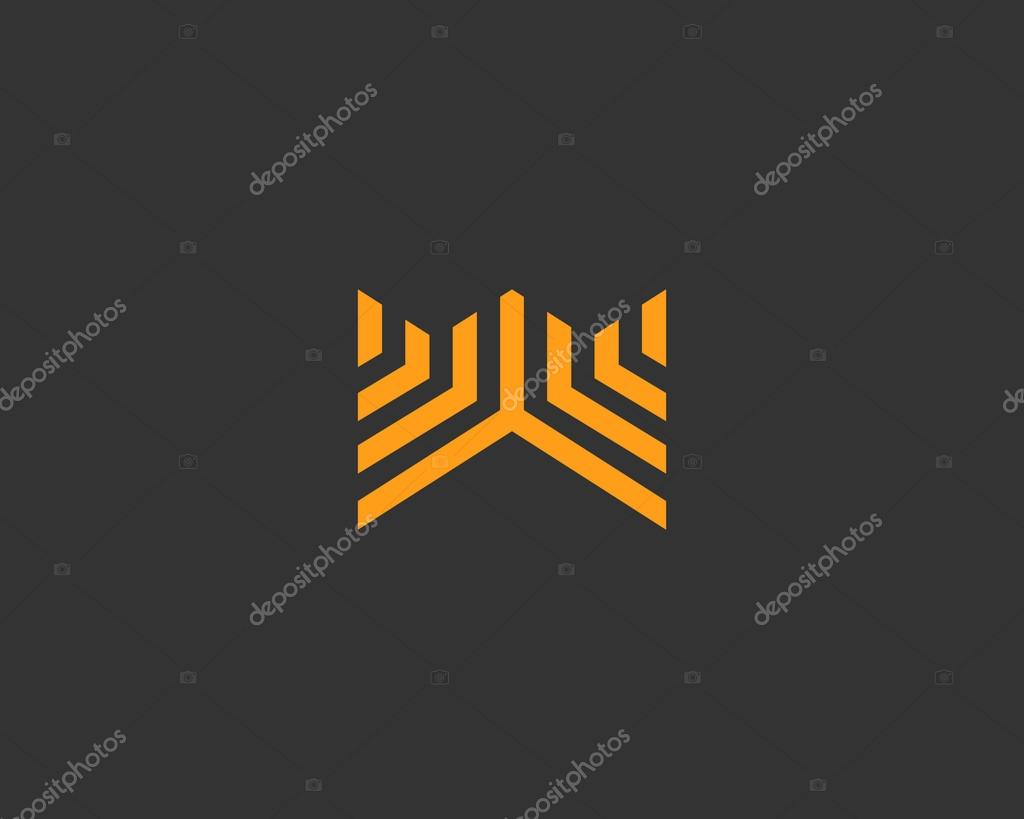 Line letter w logotype. Abstract moving airy logo icon design, ready symbol creative finger print vector sign